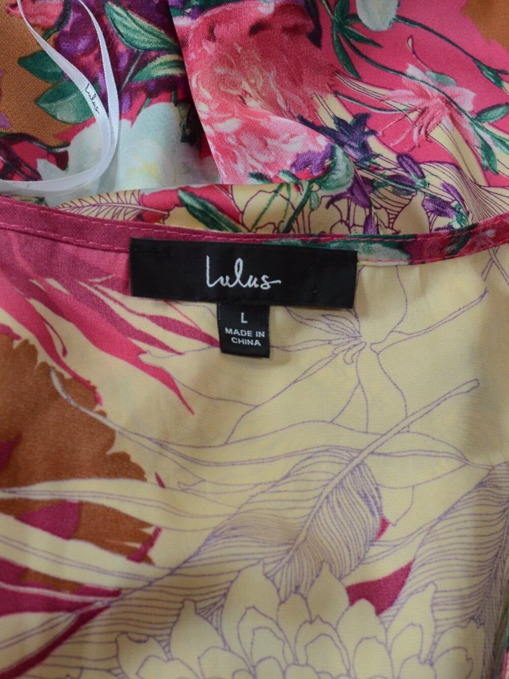 Lulus Floral Wrap Maxi Dress Boho Cottagecore Long Sleeve Wedding Guest Size L - Picture 7 of 8